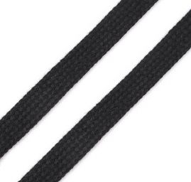Oděvní bavlněná šňůra plochá 12mm černá