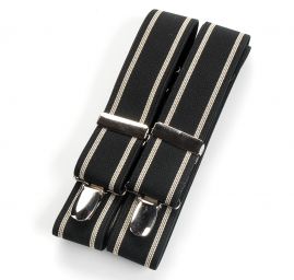 Šle pánské šíře 3,0 cm délka 125cm typ X proužek černobéžové