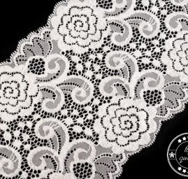 Pružná krajka lem květy bílá 15cm