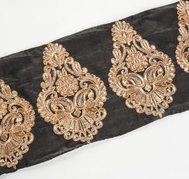 Šantungová stuha velký ornament zlatá II.jakost