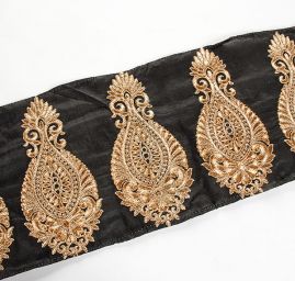 Šantungová stuha velký ornament zlatý II.jakost