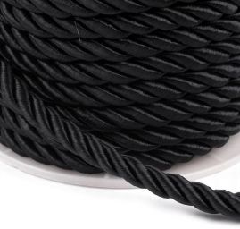 Šňůra kroucená 7 mm průměr černá