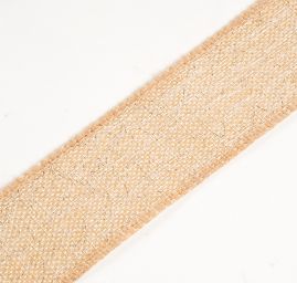 Stuha jutová přírodní šíře 5cm se stříbrnou nitkou
