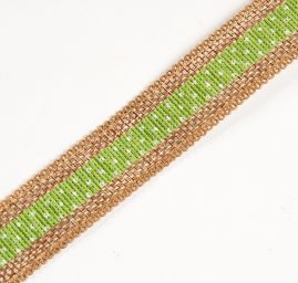 Stuha jutová přírodní/zelený puntík