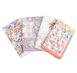 Kapesník dámský česaný květinový vzor mix barev