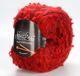 Vlněná pletací příze MarLen se střapečky červený melír