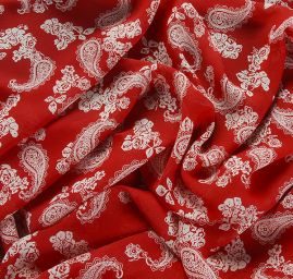 Žoržet paisley květinový vzor červený
