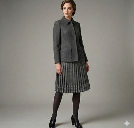 Tvídová látka UNI šedočerný melír