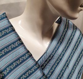 Brokát nepružný květy a proužky tyrkysovofialový