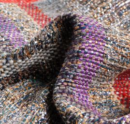 Ručně tkaná metráž pruhy zlatostříbrné s šedou