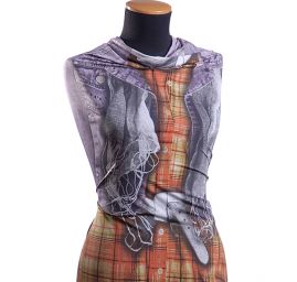 Kupón jemný úplet tisk vesta/šatky