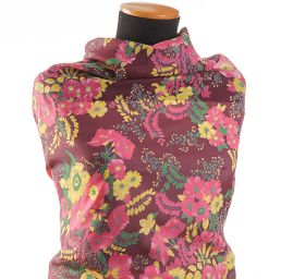 Organza tisk květin fialová