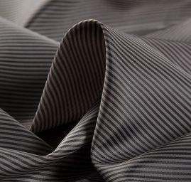 Podšívka jemná žakár polyester proužky černá/hnědá