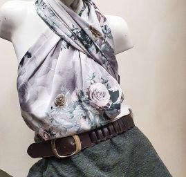 Imitace hedvábí pružný atlas růže šedá starorůžová