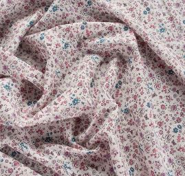 Bavlněná etamín tisk drobné květy starorůžová