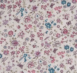 Bavlněná etamín tisk drobné květy starorůžová
