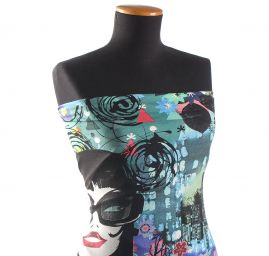 Viskozový úplet nevšední vzor města