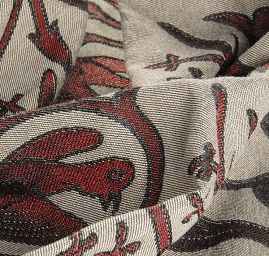 Replika historické tkaniny Arras vínová/šedobéžová