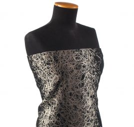 Exkluzivní látka s plastickým vzorem béžovočerná