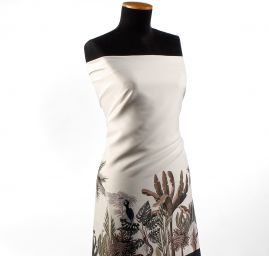 Žoržetová pletenina design MarLen tisk exotic černá