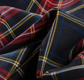 Kostýmová látka vzor kostky tartan červenočerná
