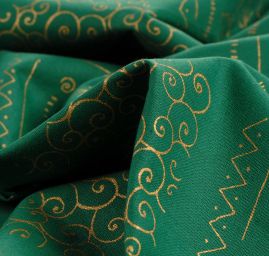 Bavlněná látka vánoční vzor patchwork zlatá zelená