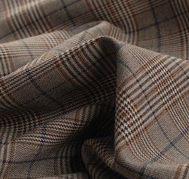 Kostýmová látka vzor káro kostky hnědošedá
