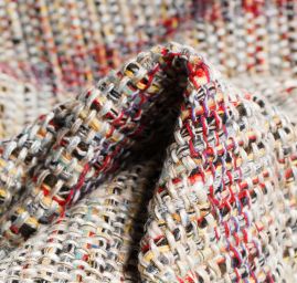 Ručně tkaná látka melír v zemitých barvách