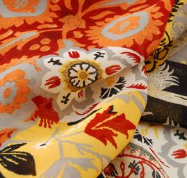 Šifon viskozový vzor hnědý patchwork kupón 3 m za cenu 2 m