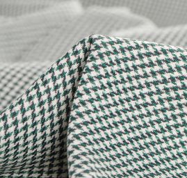 Kostýmová bavlněná látka vzor pepito zelená/bílá