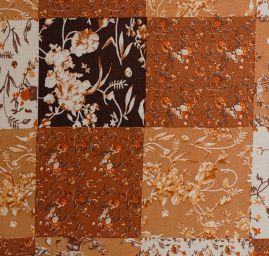 Jemný viskozový šifon motiv patchwork sv. hnědá