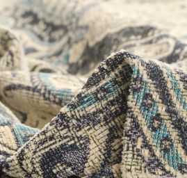 Žakár Art Fabrics Paisley orient tyrkys/modrá