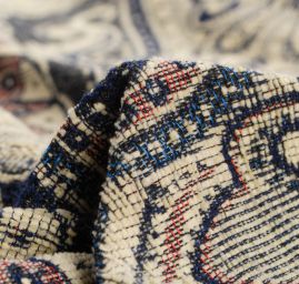 Žakár Art Fabrics Paisley orient fialovožlutý