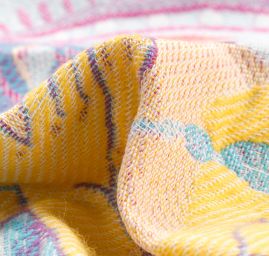 Dekorační tkanina Art Fabrics secese Mucha modrá/žlutá