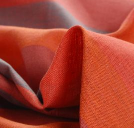 Len Art Fabrics širší pruhy oranžovošedá