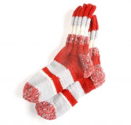 Ručně pletené ponožky MarLen červenošedé