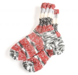 Ručně pletené ponožky MarLen červenošedé