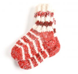 Ručně pletené ponožky MarLen červenobílé pruhy