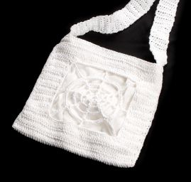 Háčkovaná taška bílá pavučina