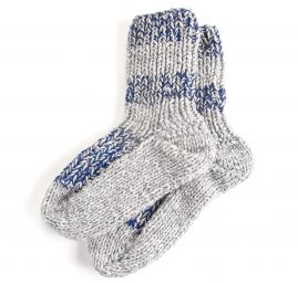 Ručně pletené ponožky MarLen modrošedé pruhy
