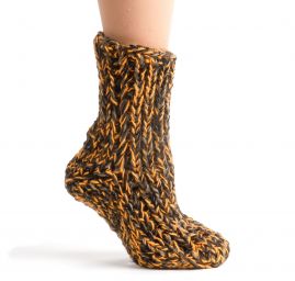 Ručně pletené ponožky MarLen žlutošedočerné