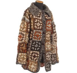 Háčkovaný kabátek hnědý melír