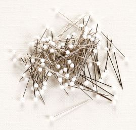 Špendlíky KOH-I-NOR se skleněnou hlavičkou bílé