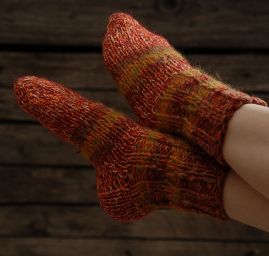 Ručně pletené ponožky Marlen oranžový melír